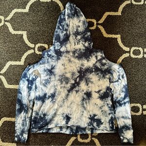 Girls 14/16 Justice TieDye Open Shoulder Long Sleeve Cropped Hoodie